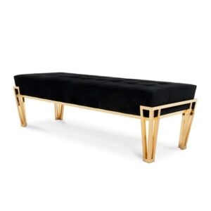Covet Black Velvet Brass Bench