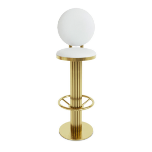 Cosmo White Italian Leather Gold Barstool