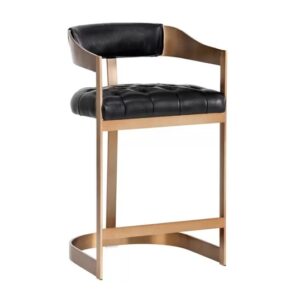 Beaumont Black Leather Antique Brass Counter Stool