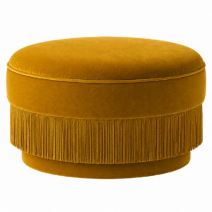 Sevilliana Mustard Velvet Fringe Ottoman
