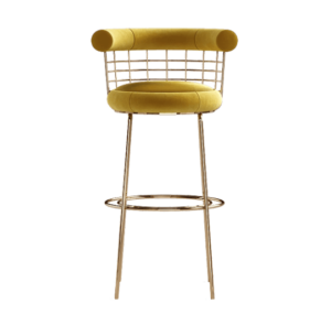 Allure Yellow Velvet Gold Counter Stool
