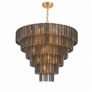 Imperial Smoked Glass Brass Large Chandelier