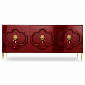 Quadrefoil Rouge Lacquer Brass Buffet