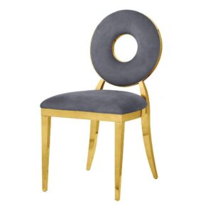 Carousel Grey Velvet Gold Dining Chair