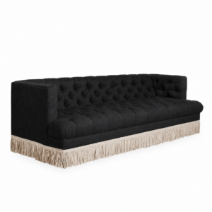 Fairlight Black Linen Fringe Sofa