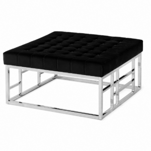 Francis Black Velvet Chrome Ottoman