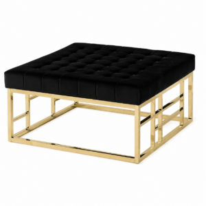 Francis Black Velvet Gold Ottoman