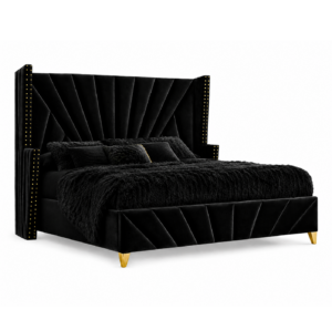 Savoy Black Velvet Gold King Bed