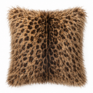 Leopard Mongolian Fur Cushion 50cm