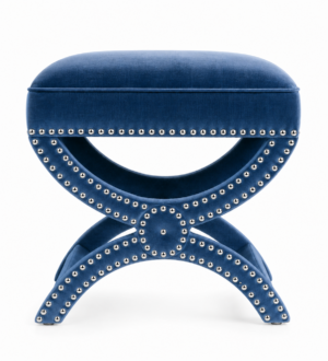 Portofino Blue Velvet Studded Stool