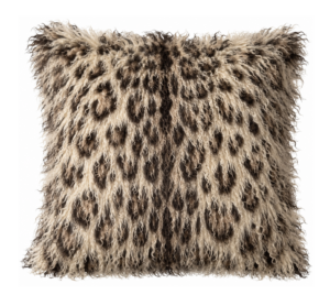 Snow Leopard Mongolian Fur Cushion 50cm