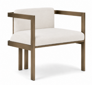 Kingpin Cream Linen Bronze Armchair