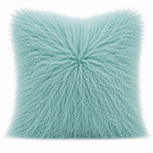 Teal Mongolian Fur Cushion 50cm