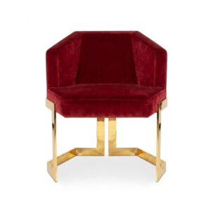 Heros Rouge Velvet Brass Dining Chair