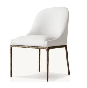 Harlow White Linen Bronze Dining Chair