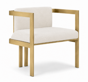 Kingpin Cream Linen Brass Armchair