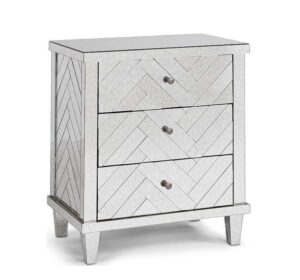 Chevron Antique Mirror Nickel Bedside Table