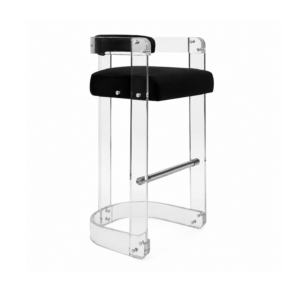 Darian Black Velvet Lucite Nickel Counter Stool