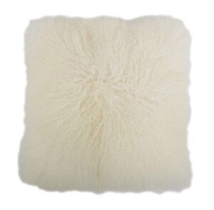 White fluffy cushion with soft texture.