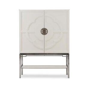Lotus White Ash Chrome Bar Cabinet