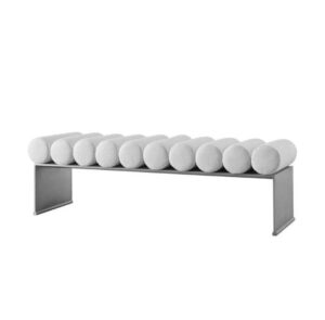 Runway White Velvet Chrome Bench