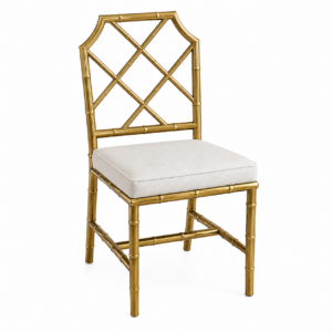 Regency White Linen Brass Dining Chair