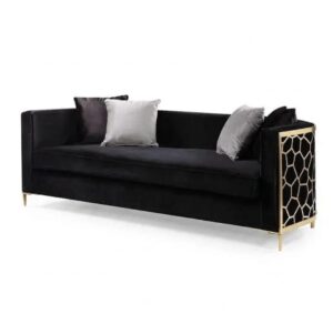 Icebreaker Black Velvet Gold Sofa 210cm