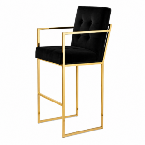 Goldfinger Black Velvet Brass Counter Stool