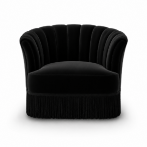 Seville Black Velvet Fringe Armchair