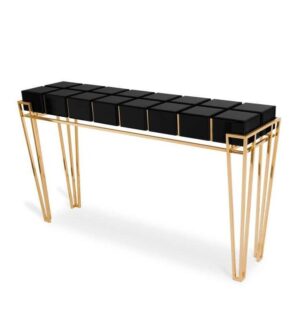Covet Black Mirror Brass Console Table