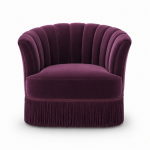 Seville Aubergine Velvet Fringe Armchair Chair
