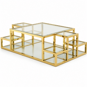 Elmer Gold Multilevel Glass Coffee Table