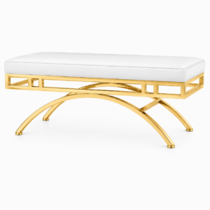 Imperial White Velvet Gold Bench