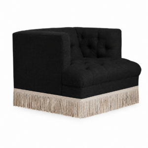 Fairlight Black Linen Fringe Sofa
