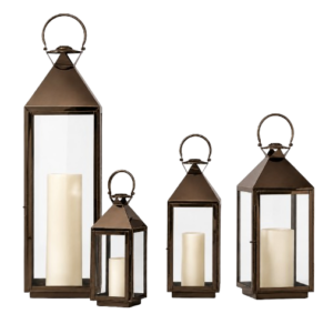 Regency Bronze Glass Lantern Set
