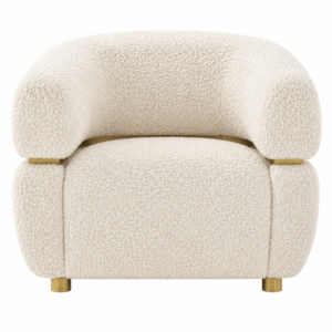 Montecito Cream Boucle Brass Armchair
