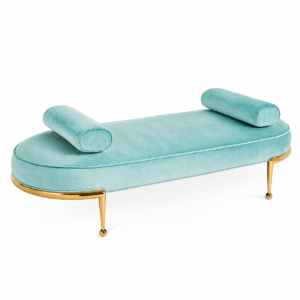 Dolce Teal Velvet Brass Bench