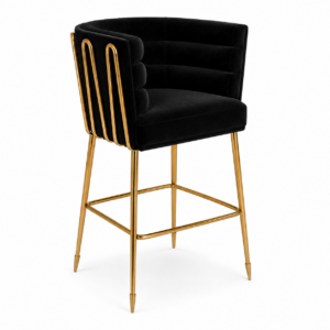 Adler Black Velvet Brass Counter Stool