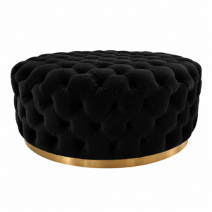 Regency Black Velvet Brass Ottoman 120cm