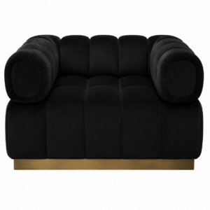 Moderna Black Velvet Brass Sofa
