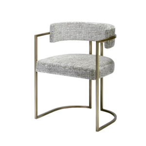 Modern grey fabric chair with metal frame