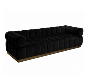Moderna Black Velvet Brass Sofa 246cm