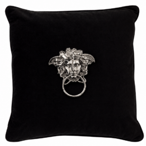 Medusa Black Velvet Chrome Cushion 55cm