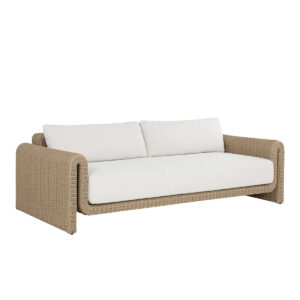 Bahama Natural Rattan White Sofa