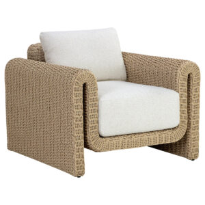 Bahama Natural Rattan White Lounge Chair