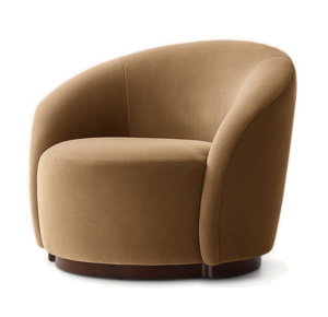 Escada Mocha Velvet Walnut Armchair Sofa