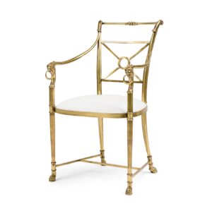 Le Barge White Velvet Brass Dining Chair