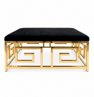Helios Black Velvet Brass Ottoman