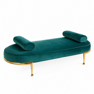 Dolce Dark Teal Velvet Brass Bench