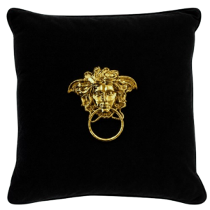 Medusa Black Velvet Gold Cushion 55cm